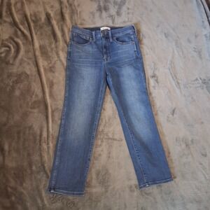 Madewell Women's Blue Jeans, Size 27P High Rise Cotton Roadtripper Stovepipe EUC